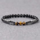Natural Tiger Eye Hematite Black Tourmaline Beaded Triple Protection Bracelet
