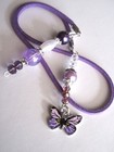 Pastel Enamel Butterfly Book Thong  Book Jewelry W Suede Cord 16 In