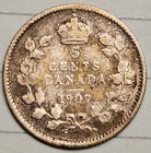 1907 Canada 5 Cent Silver Coin - Edward Vii - Canadian  925 Five Cents