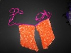 Fuzzy Faux Mukluks Neon Orange   Cerise Medium Child Dance Costume Fake Fur