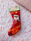 Vtg Kitsch Celluloid Santa Stocking Rattle Toy Unopened