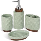 Bathroom Accessories Set 4 Pieces Toothbrush Holder Soap Dispenser Green