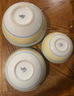 Pampered Chef Ceramic Blue And Yellow Striped Nesting Mixing Bowls  3 Bowls