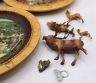 Vtg German Handarbeit 3d Wooden Wall Plates Art Set 6 Alpine Folk Art  Diorama