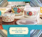 Pioneer Woman Nesting Bowl Set Fancy Flourish Floral W Lids Round Ceramic Bake