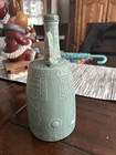 Vintage Art Pottery Chinese Celadon Ornate Bottle Dragon Handle