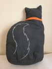 Vtg Cat Pillow Handmade Blk  Cat Usa Stuffed Fabric Pillow Halloween 13 5  Tall