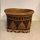 Filipino Hand Woven Vintage Basket Double Weave  Two Tone Light And Dark  Square