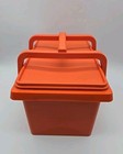 Vintage Tupperware Orange Carry-all Storage Container 1431 Lunch Pail Box Tote