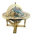 Vtg Brass World Globe Mcm Table Desk Zodiac Astrology Decor 8  Desk Top Office