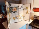 Free Shipping  Vintage Japanese Hand-painted 4 Panel Folding Screen 58   x35   