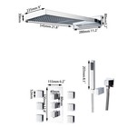 Chrome Rain Shower Faucet Set Rectangle Head 6 Body Massage Spray Jets Mixer Tap