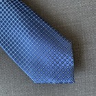 Calvin Klein Men s Neck Tie Blue Grid Silk Blend Msrp  69 50