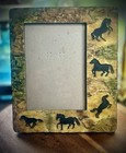 Horse Motif Resin Picture Frame Faux Stone Brown black 4x6 Photo Heavy 