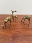 Brass Vintage Retro Decor Figurine Antique Collectible Statue Set Of 3 Deer