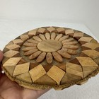 Round Wooden Mosaic Style Trivet Handmade 6 5    Diameter Diamond Floral Sun