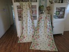Gorgeous 1940 s Super Nubby Pinks   Greens On White Barkcloth Romantic Drapes