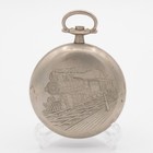 Keystone 18-size Open-face Nickeloid Antique Pocket Watch Case With Train Motif
