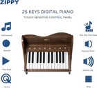 Zippy Kids Piano Keyboard  25 Keys Digital Piano For Kids -walnut