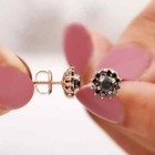 14k Rose Gold Plated 2ct Lab Created Round Cut Diamond Black Women Stud Earring
