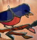 Handcrafted Stained Glass Robin Bird Suncatcher On A Branch
