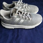 Adidas Cloudfoam Racer Kids Shoes Gray silver white Size 2 Great Condition