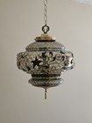 Carnival Moriage Green Glass Falkenstein Hanging Vintage Antique Light Swag Lamp
