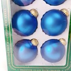 Vintage 1994 Christmas By Krebs 6 Velvet Blue Glass Ball Ornaments Gold Crowns