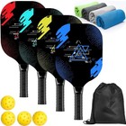 Pickleball Set With 4  Wood Paddles  Cushion Comfort Grip  4 Cooling Towels     