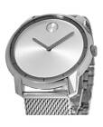 New Movado Bold Silver Sunray Mesh Bracelet 44mm Men s Watch 3600260