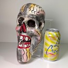 Wooden Skull Mask Sculpture Mexican Folk Art Calavera Moving Jaw Macabre 9 