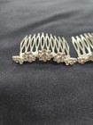 Vintage Rhinestone Flower   Metal Hair Combs  pair 