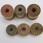 6 Vintage Wooden Spools Small Empty Sewing Belding Richardson Silk Crafts decor