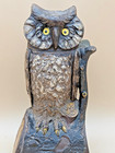 Antique Stevens Cast Iron Owl Mechanical Bank     Rotating Head     Original Paint