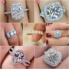 Women Fashion 925 Silver gold Rings Cubic Zircon Wedding Party Rings Sz 6-10
