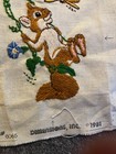 Vintage Finished Crewel Embroidery Squirrel Flowers Dragonfly Dimensions 1981