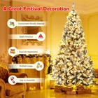 7 5ft Prelit Snow Flocked Christmas Tree Artificial Hinged Pine With Led Lights
