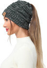 Soul Young Ponytail Messy Bun Beanie Tail Knit Hole Soft Stretch Cable Winter Ha