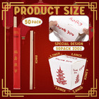 50 Sets 32 Oz Chinese Take Out Boxes With Chopsticks  Pagoda Paper Food Containe
