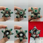 Antique Roman Old  Glass Mace Bead Green Spike Trade Bead Pendant Talisman Roman
