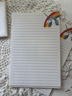 1980   s Vintage Rainbow Unicorn Lined Stationary Set 35 Sheets 24 Envelopes Se