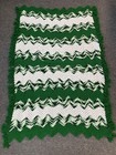 Vintage Green Fringed Crocheted Afghan Throw Blanket 54 X 80