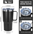 20 Oz Stainless Steel Tumbler With Handle Metal Insulated Coffee Travel Mug With