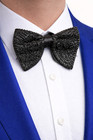Mens Black Rhinestone Bow Tie Adjustable Sparkle Wedding Party Tuxedo Bowtie