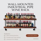 Wall Mounted Wine Rack  Industrial Pipe Wine Shelf  2-tier Hanging Bottle Rac   