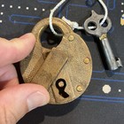 Vintage Brass Padlock W  Key Keyhole Shroud Dust Cover Antique Pimpled Bronze
