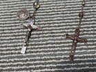 Vintage Lot 2 Crucifix Rosary Sterling Silver Crystal Beads Named Estate  11 