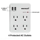 Multi-functional Wall Mount Outlet surge Protector 4-outlet With Usb 2 4a Cha   
