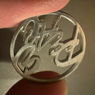 Silver Tone Metal Round  peace  Letter Script Cutout Pin Brooch