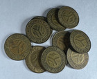 10 X Nyc Subway Tokens  New York City Transit   solid Brass  Variety 1980-1985